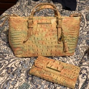Genuine Brahmin handbag with matching wallet